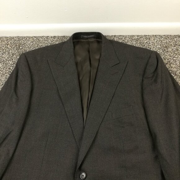 Corneliani Sport Coat 17.75 Microns Super Fine Flannel Wool Glen Plaid Brown 44L